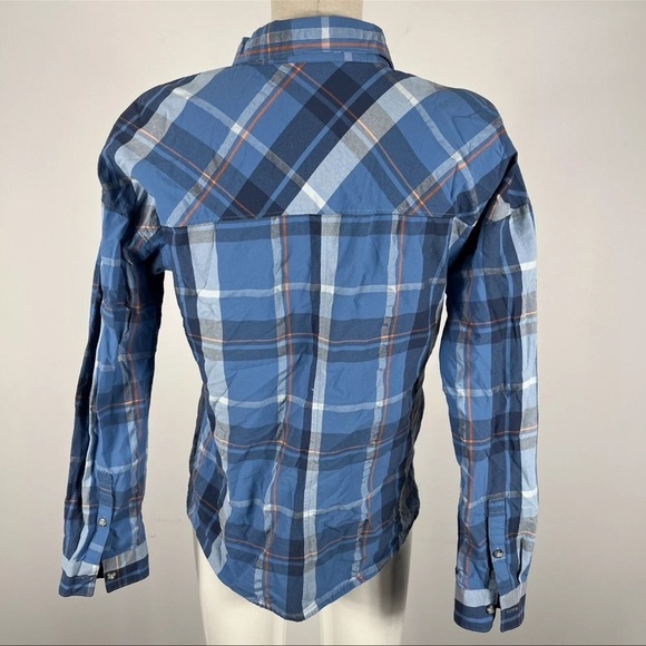 ❤️ Mountain Hardwear Plaid Shirt Women's Size Medium Long Sleeve Button Up Blue - Picture 3 of 10